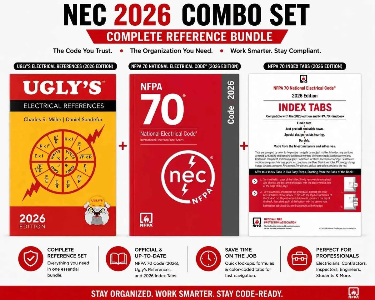 NFPA 70 NEC 2026 Code Book + Ugly's Electrical References 2026 + Official Index Tabs 3-Piece Combo Set